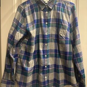 J. Crew Blue and Green Plaid Button-Down Shirt